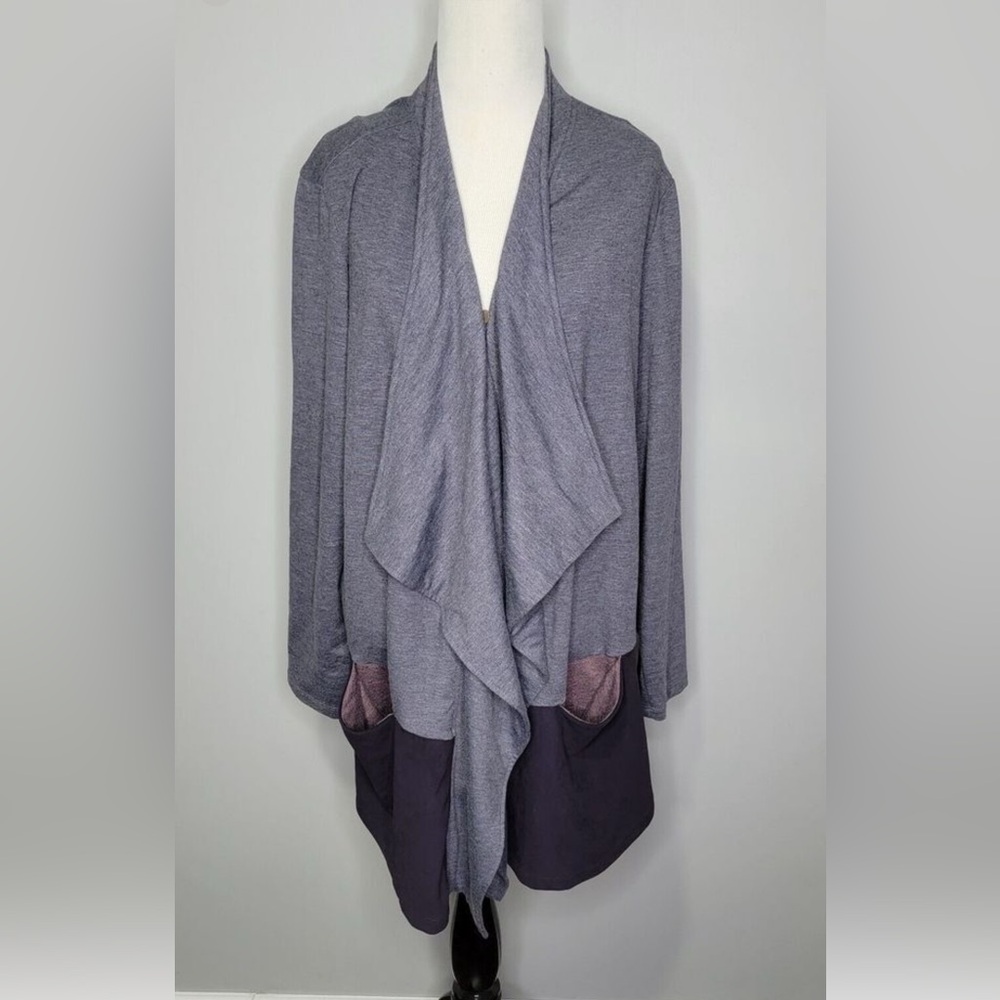 LOGO Lounge by Lori Goldstein French Terry Cardigan 3X Plus Size Gray w Pockets.